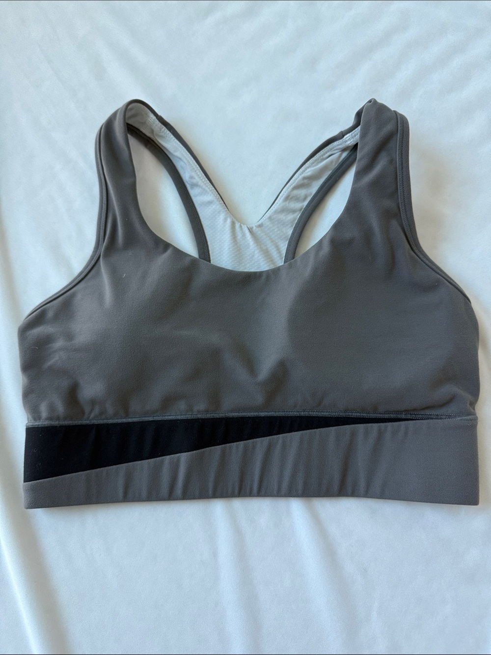 Glowmode Gray Racerback Sports Bra with Black Accent